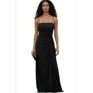 New Jr Blondie Nites Maxi Homecoming Dress Linda Bernell Black Spaghetti Strap 5